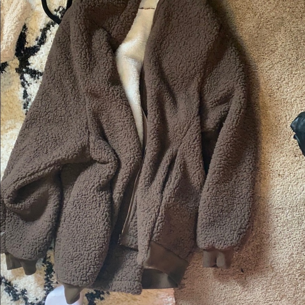 sherpa cardigan zip up